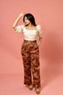 Classy Brown White Coord Set With Belt